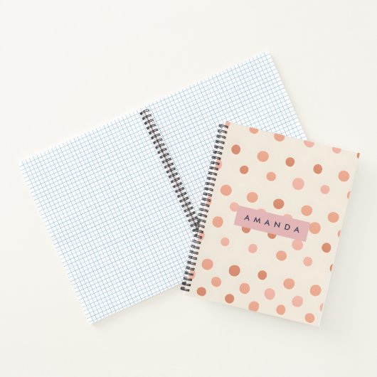 Personalized Pastel Peach & Blush Polka Dot Notizblock (Innenseite)