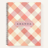 Personalized Pastel Peach Checkered Modern Notizblock (Vorderseite)