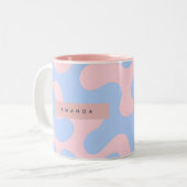Personalized Pastel Pink and Baby Blue Abstract Zweifarbige Tasse (Vorderseite Links)