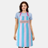 Personalized Pastel Pink and Blue Striped Schürze (Getragen)