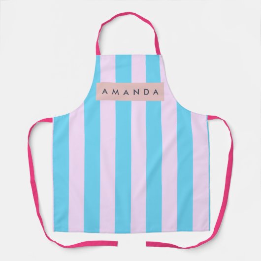 Personalized Pastel Pink and Blue Striped Schürze (Vorderseite)