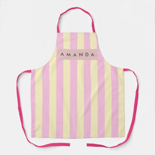 Personalized Pastel Pink and Yellow Stripe Schürze (Vorderseite)