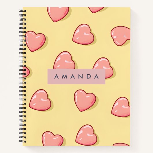 Personalized Pastel Pink Candy Heart  Notizblock (Vorderseite)