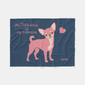 Personalized Pastel Pink Chihuahua Valentine Fleecedecke (Vorderseite (Horizontal))