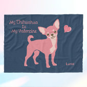 Personalized Pastel Pink Chihuahua Valentine Fleecedecke