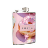 Personalized Pastel Pink Donut Sparkle Flachmann (Rechts)