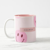 Personalized Pastel Pink Smiley Face  Zweifarbige Tasse (Links)