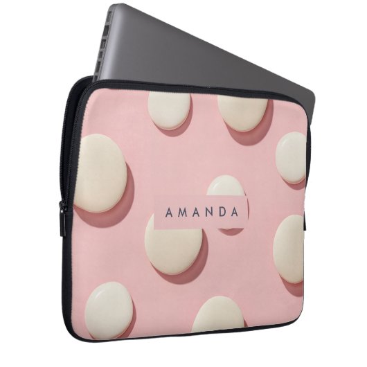 Personalized Pastel Pink with Cream Dot Laptopschutzhülle (Vorne Rechts)