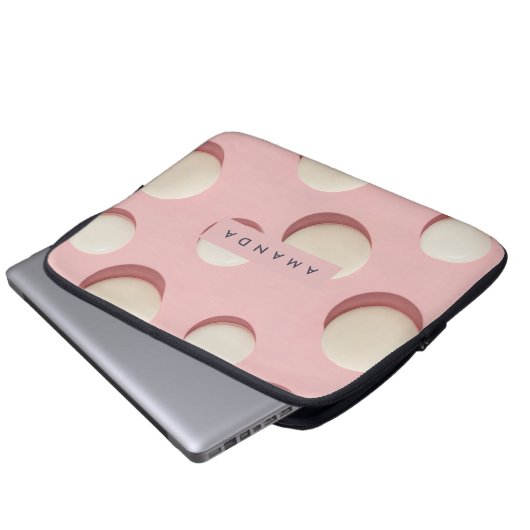 Personalized Pastel Pink with Cream Dot Laptopschutzhülle (Vorne Knopf)