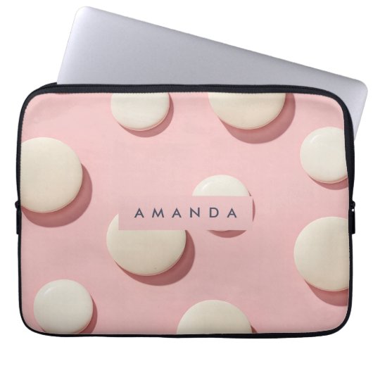 Personalized Pastel Pink with Cream Dot Laptopschutzhülle (Vorderseite)