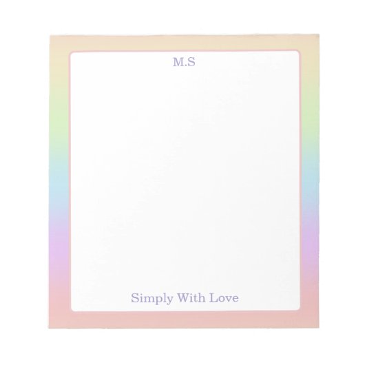 personalized Pastel Rainbow Notizblock (Vorderseite)