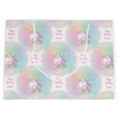 Personalized Pastel Rainbow Unicorn Happy Birthday Große Geschenktüte (Vorderseite)
