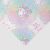 Personalized Pastel Rainbow Unicorn Happy Birthday Seidenpapier (Detail)