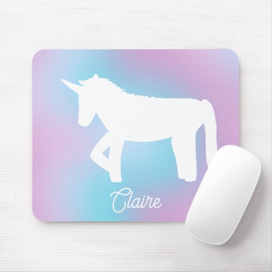 Personalized Pastel Rainbow Unicorn Mousepad (Mit Mouse)