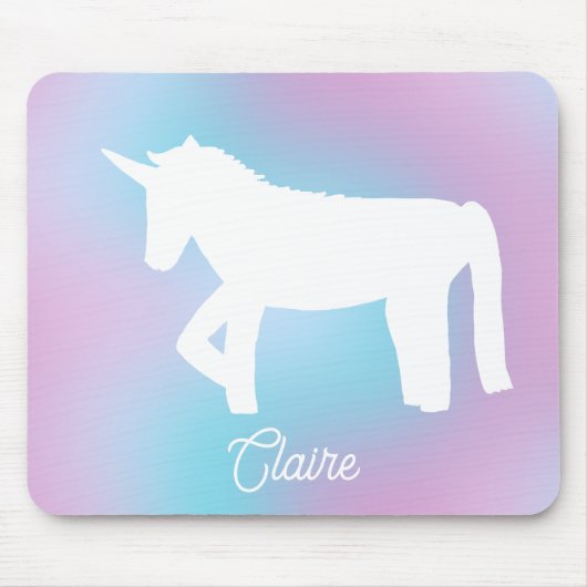Personalized Pastel Rainbow Unicorn Mousepad (Vorne)