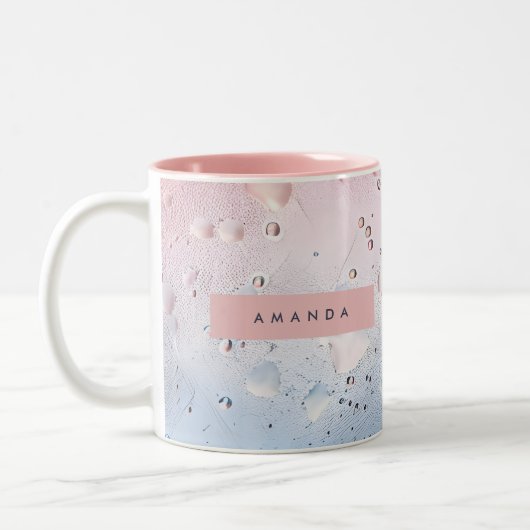 Personalized Pastel Raindrop & Ombre Watercolor Zweifarbige Tasse (Links)