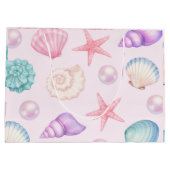 Personalized Pastel Seashell Coastal Custom Name Große Geschenktüte (Rückseite)