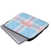Personalized Pastel Sky Blue and Blush Pink Plaid Laptopschutzhülle (Vorne Knopf)