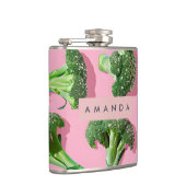 Personalized Pastel Sparkle Green Broccoli  Flachmann (Rechts)