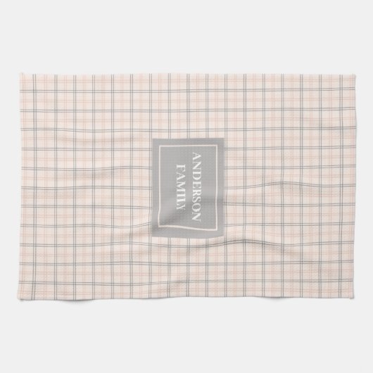 Personalized Pastel Towel Elegant Coral Grey Style Geschirrtuch (Horizontal)
