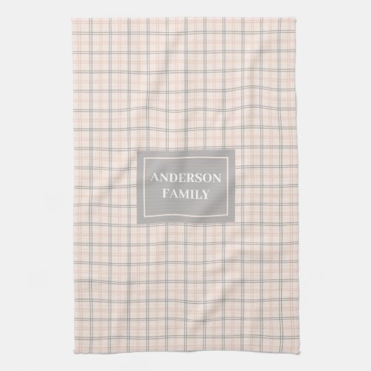 Personalized Pastel Towel Elegant Coral Grey Style Geschirrtuch (Vertikal)