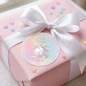 Personalized Pastel Unicorn Happy Birthday Sticker