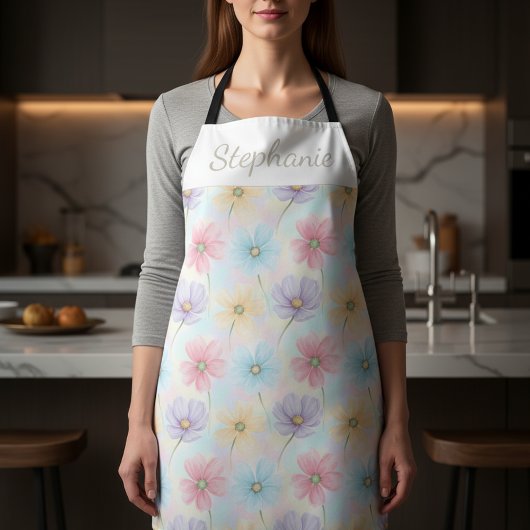 Personalized Pastel Watercolor Bloom  Schürze