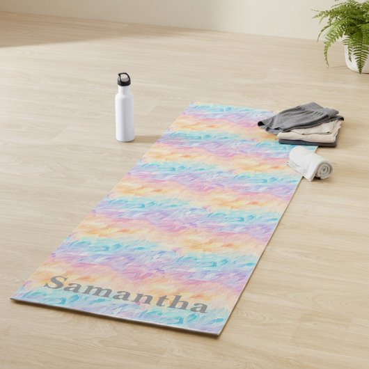 Personalized Pastel Watercolor Waves Yogamatte