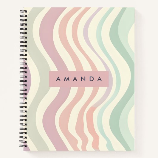 Personalized Pastel Wavy Stripe Style Notizblock (Vorderseite)