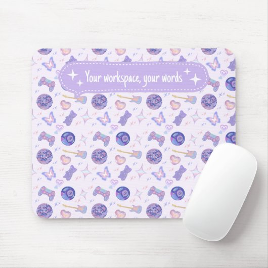 Personalized pastel y2k lavender aesthetic pattern mousepad (Mit Mouse)