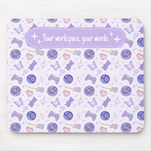 Personalized pastel y2k lavender aesthetic pattern mousepad (Vorne)