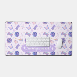 Personalized pastel y2k lavender aesthetic pattern schreibtischunterlage