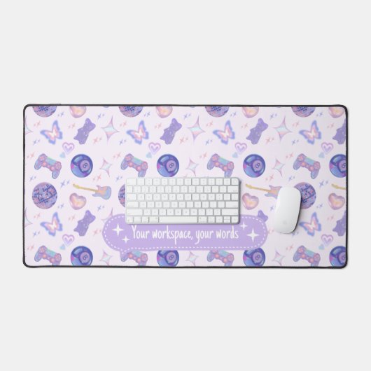 Personalized pastel y2k lavender aesthetic pattern schreibtischunterlage (Tastatur & Maus)
