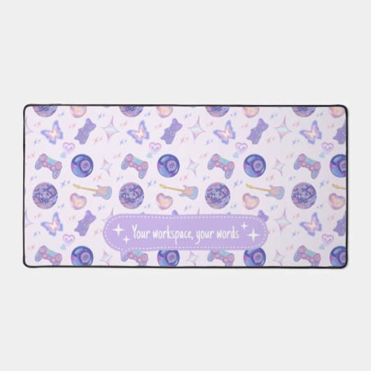 Personalized pastel y2k lavender aesthetic pattern schreibtischunterlage (Vorderseite)