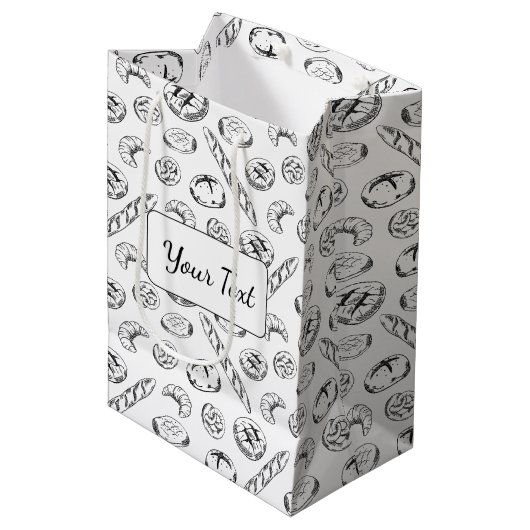 Personalized Pastry Illustration Packaging Mittlere Geschenktüte (Vorderseite Schrägansicht)
