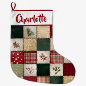 Personalized Patchwork Christmas Stocking Großer Weihnachtsstrumpf (Vorderseite)