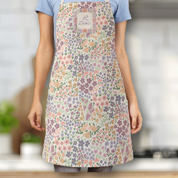 Personalized Patchwork Floral & Plaid Apron Schürze