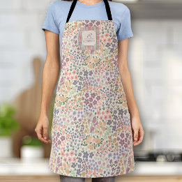 Personalized Patchwork Floral & Plaid Apron Schürze