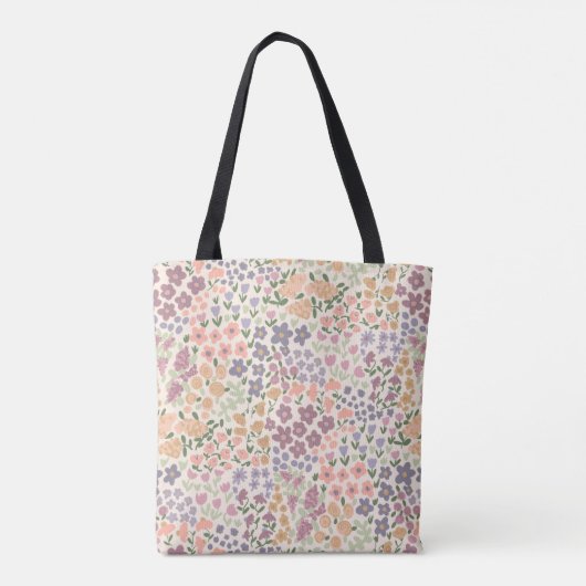 Personalized Patchwork Floral & Plaid Tote Bag Tasche (Rückseite)