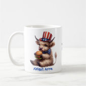 Personalized Patriotic Baby Highland Cow Coffee Kaffeetasse (Links)