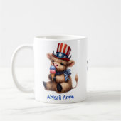 Personalized Patriotic Baby Highland Cow Coffee Kaffeetasse (Links)