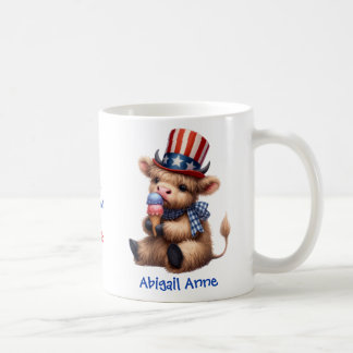 Personalized Patriotic Baby Highland Cow Coffee Kaffeetasse
