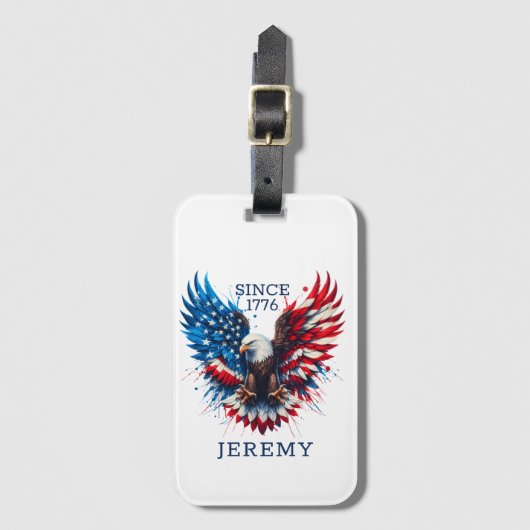 Personalized Patriotic Colors America Bold Eagle Gepäckanhänger (Vorderseite Vertikal)