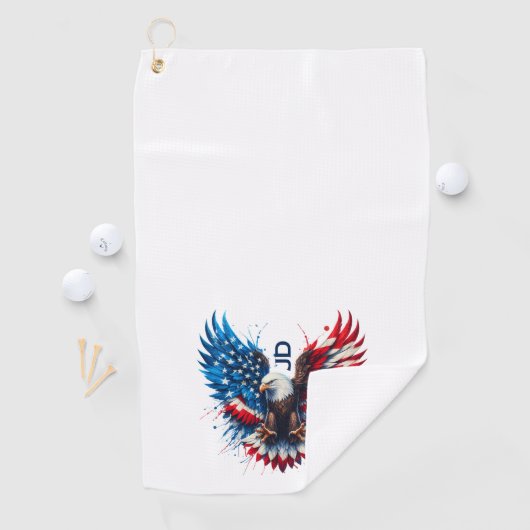 Personalized Patriotic Colors America Bold Eagle Golfhandtuch (Insitu)