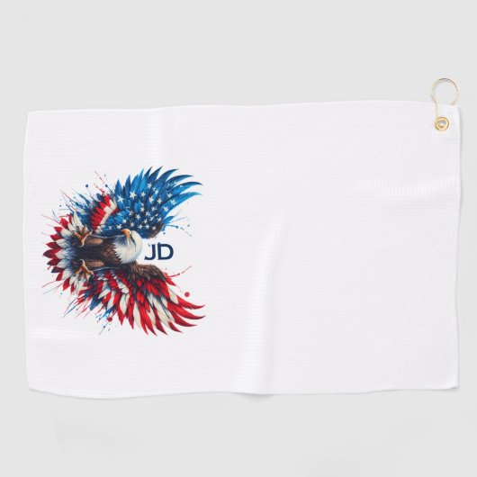 Personalized Patriotic Colors America Bold Eagle Golfhandtuch (Horizontal)