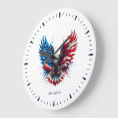 Personalized Patriotic Colors America Bold Eagle Große Wanduhr (Winkel)