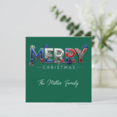 Personalized Patriotic Family Christmas Feiertagskarte (Stehend Vorderseite)