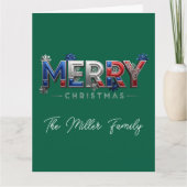 Personalized Patriotic Family Christmas Karte (Vorderseite)