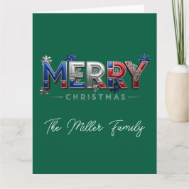 Personalized Patriotic Family Christmas Karte