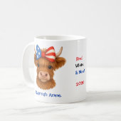 Personalized Patriotic Highland Cow Kaffeetasse (Vorderseite Links)